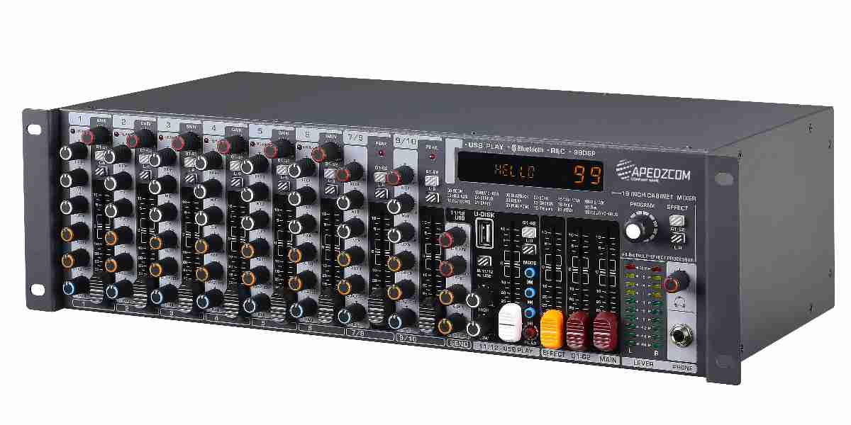 Rack-mounted conference mixer